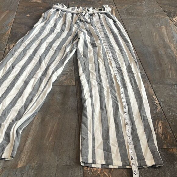 American Eagle Wide Leg Pants Paper Bag Waist Striped with Pockets Size Small - Picture 13 of 15